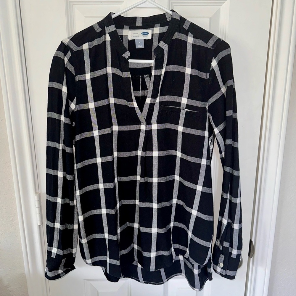 Black and White Plaid Blouse